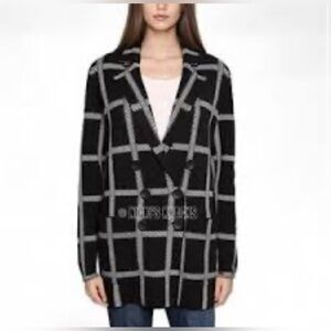 Marled Jacket Coat Sweater Black and White Plaid Size XL